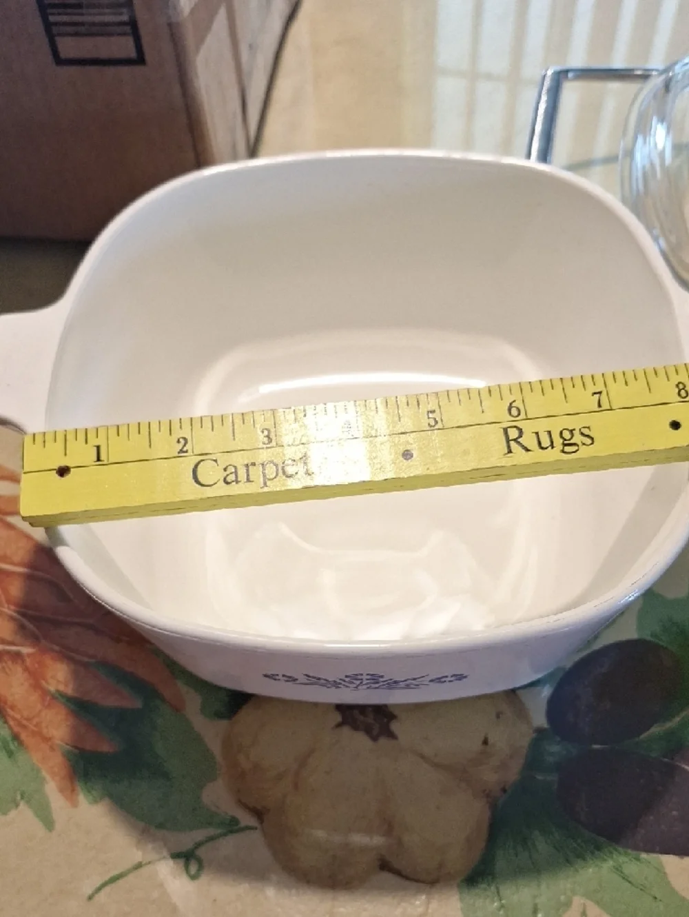 Corningware White Casserole w/ Blue Floral Motif Glass Lid And Trivit